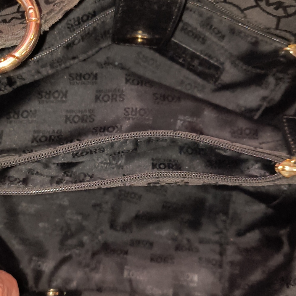 Michael Kors Black Nylon and Leather Trim Signature Hobo Bag with Gold Hardware - Picture 4 of 8